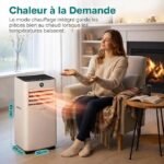 SereneLife Climatiseur Mobile 7000 BTU avec Chauffage, Jusqu'à 31 m² – Silencieux 55 dB, Déshumidificateur, Ventilateur, Télécommande et Écran LED [Classe énergétique A+++] – Image 4