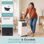 SereneLife Climatiseur Mobile 7000 BTU avec Chauffage, Jusqu'à 31 m² – Silencieux 55 dB, Déshumidificateur, Ventilateur, Télécommande et Écran LED [Classe énergétique A+++] – Image 3