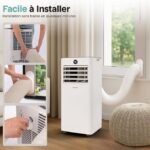 SereneLife Climatiseur Mobile 7000 BTU avec Chauffage, Jusqu'à 31 m² – Silencieux 55 dB, Déshumidificateur, Ventilateur, Télécommande et Écran LED [Classe énergétique A+++] – Image 2