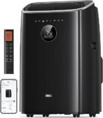 DREO climatiseur mobile 7500 BTU 3-en-1 refroidissement/ventilation/déshumidification, silencieux pour chambre ou bureau, contrôle par app et voix, sans drainage, kit fenêtre, 2,5 L/h, AC318S [Classe énergétique A]