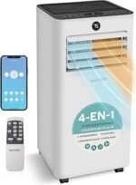 SereneLife Climatiseur Mobile 7000 BTU Blanc Compact WiFi – Climatiseur Portable Chauffage Déshumidificateur avec Kit Fenêtre [Classe énergétique A]