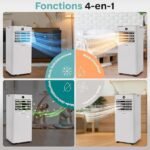 SereneLife Climatiseur Mobile 7000 BTU Blanc Compact WiFi – Climatiseur Portable Chauffage Déshumidificateur avec Kit Fenêtre [Classe énergétique A] – Image 3