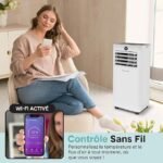 SereneLife Climatiseur Mobile 7000 BTU Blanc Compact WiFi – Climatiseur Portable Chauffage Déshumidificateur avec Kit Fenêtre [Classe énergétique A] – Image 2